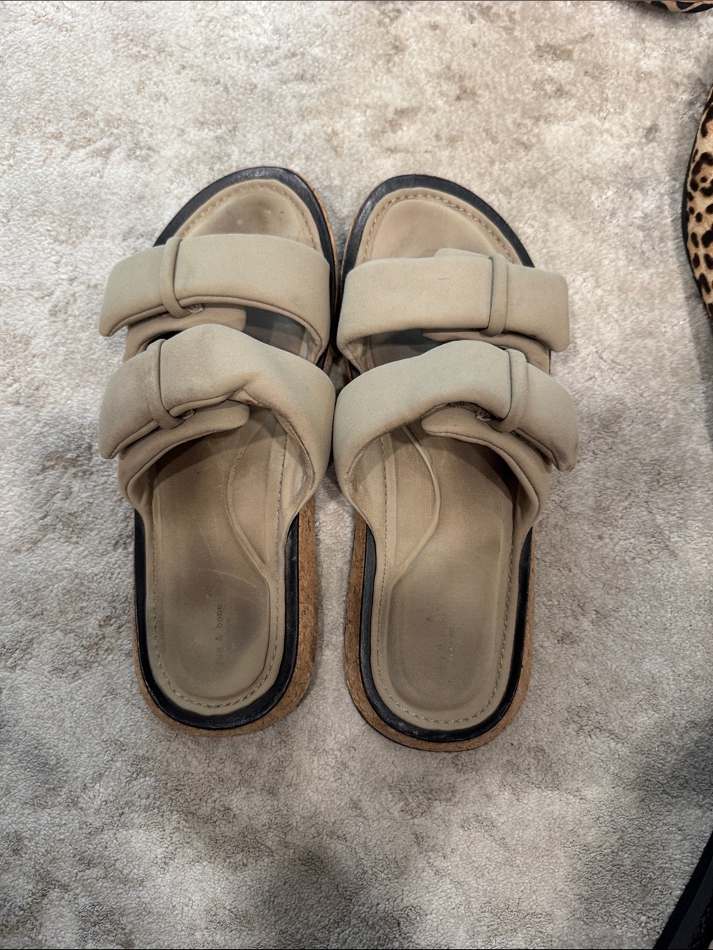 rag & bone Taupe Double-Strap Slide Sandals